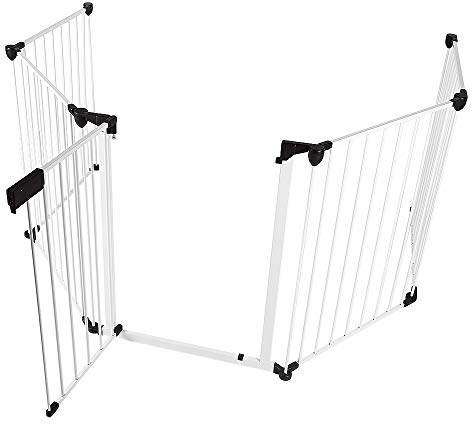 Barriera di sicurezza - Griglia di protezione in metallo - pieghevole | con porta inclusa - barriera di sicurezza con kit di montaggio barriera di protezione camino (310 x 2,5 x 75 cm (5 pezzi-bianco