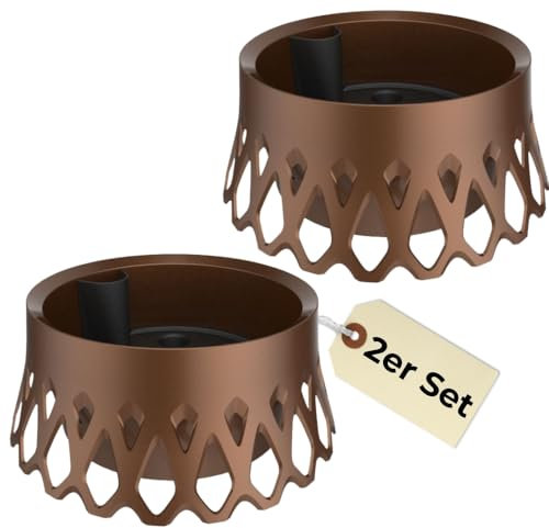 GarPet 2X Grabschale für Friedhof Pflanzschale für Friedhof Grab Vase mit Selbstbewässerung und Wasserüberlauf Bronze Ø 40 frostsicher