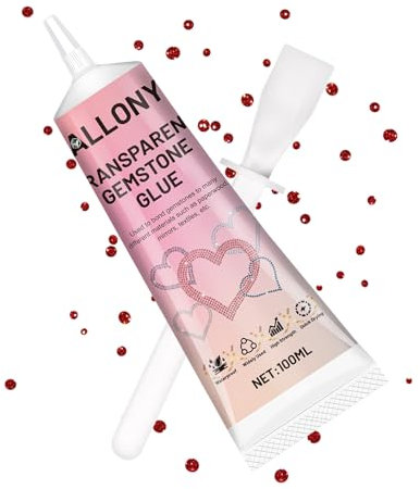 Allony 100ml Pegamento Textil para Piedras Decorativas, Pegamento para Joyas, Pegamento Gemas para Aplicar Cristales, Diamantes de Imitación, Arte y Manualidades y Accesorios de Moda (A)