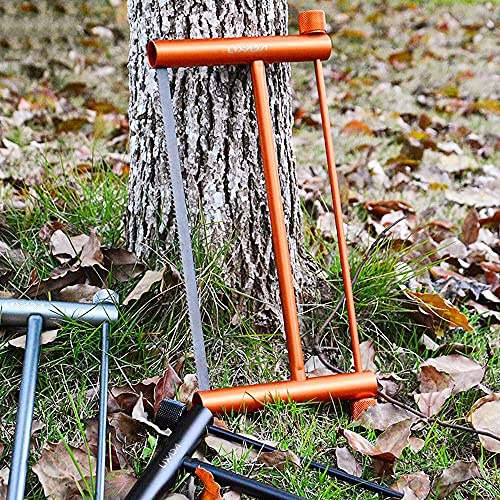 Juroupi Multifunctional Folding Wood Saw Aluminium Alloy Hand Saw Portable Mini Garden Bucksaw for Woodworking Gardening Outdoor Survival Hand Tools with Pouch (Orange)