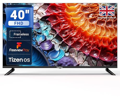 TeeView 40 inch Full HD/FHD 1080P Smart TV Tizen OS TV with Netflix Disney+ Gaming Hub Dolby Audio, Made in the UK