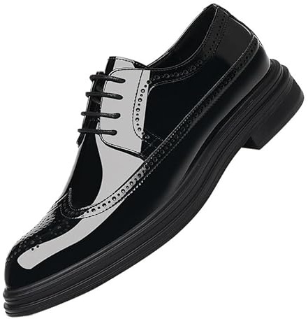Scarpe da Uomo Oxford con Punta a di Rondine, in Pelle Verniciata, Lacci, Affusolata, Brogue, Suola in Gomma Antiscivolo, for Eventi Feste in Smoking(43 EU)