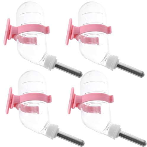 GARVALON 4Pcs Hamster Water Bottles 60Ml Stainless Steel Automatic Pet Waterer Ball Bearing Valve Hanging Drinking Dispenser for Small Animals Cage