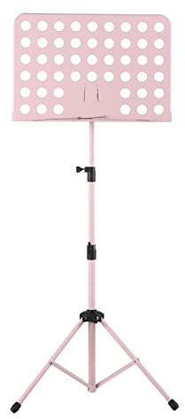 Yctze Bärbart Notställ i Metall, Fällbart Notställ i Höjdled med Löstagbar Musikinstrumenthållare, Perfekt för Piano, Fiol och Gitarr, Rosa Svart (Rosa)