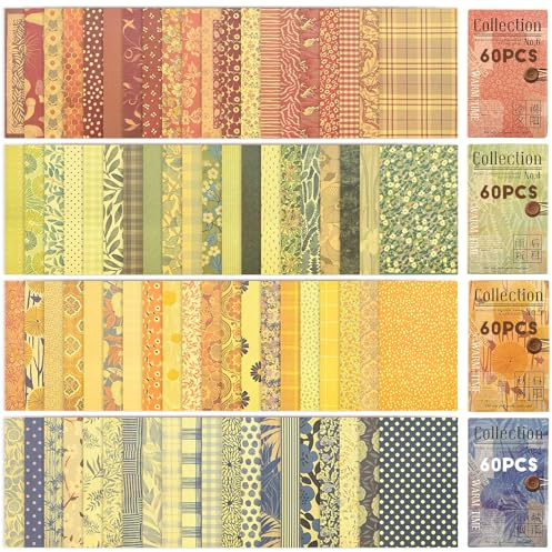 80x130mm Large Scrapbook Paper - 240 Sheets DIY Scrapbooking Supplies Aesthetic Stationery Sheet, Patterned Decoupage Paper Sheets for Journaling Decorative Junk Bullet Craft Kit