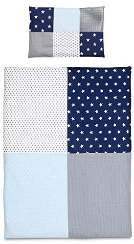 ULLENBOOM Kinderbettwäsche 100x135 cm - 100% OEKO-TEX Baumwolle - Blau Hellblau Grau - Kinder Bettwäsche Set aus Kissenbezug (40x60 cm) und Deckenbezug (100x135 cm), Als Baby Bettwäsche geeignet