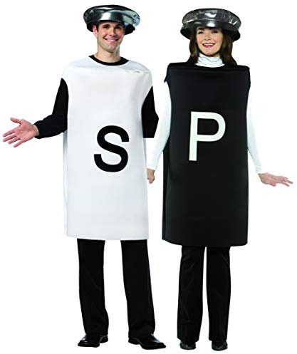 Rasta Imposta Disfraz de sal y pimienta para parejas, condimentos de fiesta, disfraces divertidos de comida, para hombres y mujeres, talla única para adultos