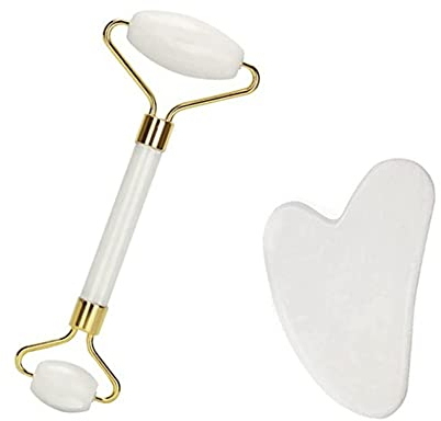 YKKJ Rulli di Giada，Rullo di Bellezza del Viso，Resina Roller Viso Gua Sha Scraping Tools Set ，per Occhi, Viso, Collo.