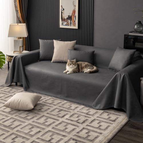 VanderHOME Sofa Schutzdecke, Sofabezug Wasserdicht, wasserdichte Möbel Abdeckung Schutz Vor Verschütten, Katzenhaaren Und Hundekrallen, Antirutsch Sofa Protector Sofaüberwurf 210 * 130cm-Grau
