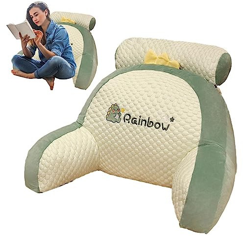 Lecerrot lectura felpa con respaldo, lectura con cojín cervical extraíble, lectura en la silla reposo en la cama, cojín lumbar, cojín para libros, ergonómico al leer la