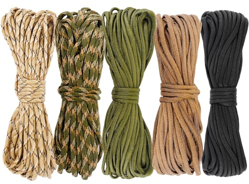 CAUTIOUS 5 Stück 10 Meters Paracord Set Nylonschnur Paracord Schnüre 4mm Nylon Seil 7 Kern-Strängen - 5 Farben Fallschirmschnur Paracord für Outdoor Camping Hundeleine (Bruchlast 140kg)