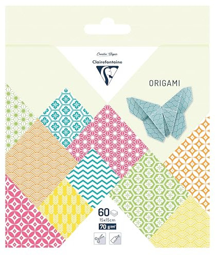 Clairefontaine 95635C - Packung mit 16 Bogen Origamipapier 70g/m2, 15x15cm, Sommer, 1 Pack