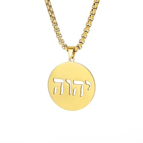 EUEAVAN Collane ebraiche Ebraismo Religione Faithchai Collana Geova Ciondoli Bibbia ebraica Dio Nomi Gioielli Hanukkah Israele Amuleti Regali Cristianesimo Donne Uomini (Collana yhwh oro)