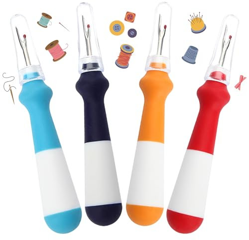 4 Stück Nahttrenner Saumtrenner Seam Ripper Set mit Schutzkappe Ausbesserungsentferner Nahttrenner Zum Nähen Schnellnähentferner Nähwerkzeug Bunte Faden Unpicker für Hand Nähen Sticken Kreuzstich DIY