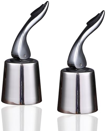 2 Pack Wine Bottle Stoppers, Stainless Steel Bottle Stoppers with Silicone, Prosecco Stopper, Reusable Champagne Stoppers, Champagne Keeper Wine Bottle Stopper, Bottle Sealer Keeps Wine Fresh