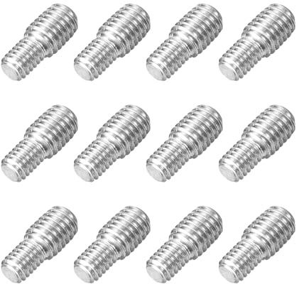Kvartsman 12 stycken M4 x 6 mm till M5 x 6 mm gängstång stående bultar dubbelsidig gängstift skruvbultar, 304 rostfritt stål gänga reduceringsadapter för möbelmaskinmontering montering montering