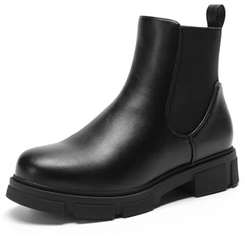 DREAM PAIRS Bottes Femme Chelsea Confortables Chaudes Antidérapantes Bottines à Enfiler pour Automne Hiver Polyvalentes au Quotidien,Size 41,Noir,DWEMAB2501