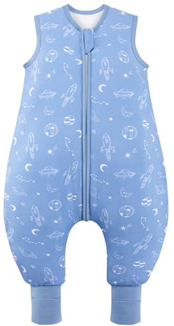 ToyaTec Saco de dormir para bebé con pies, rayón súper suave hecho de bambú, saco de dormir de fibra de bambú para niños, 2,5 tog, manta de dormir para otoño e invierno(Azul,80 cm (18-36 meses))