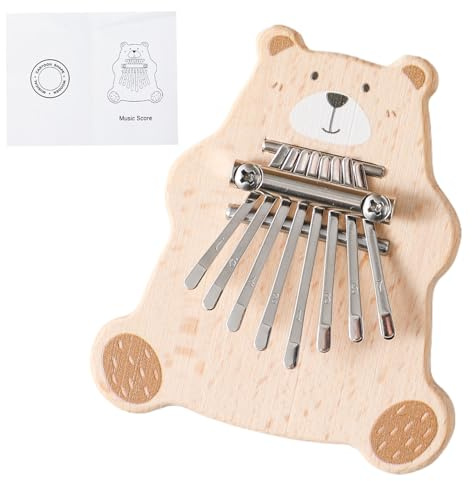 Bear Piano à Pouce, Instrument de Musique à 8 Boutons en Bois, Piano à Doigts en Bois Massif, Marteau d' , Instrument de Musique pour Débutants, Cadeau pour et Adultes, Débutants