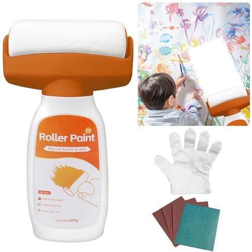 Wall Paint Touch Up White 500 g, Paint Roller Wall Paint White Touch Up Paint for Walls Repair Roller Brush White Wall Repair Roller for Scratches, Stains, Cracks