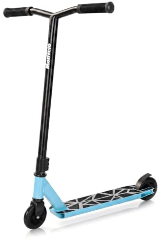 MONVELO Freestyle Street Pro Stunt Scooter for Kids Ages 8-12, 360 Spin Trick Scooter with ABEC-9 Bearings (Black+Blue)