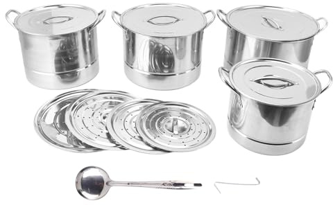Eujgoov Stort Set med Soppgrytor, Kokgrytor i Rostfritt Stål med Lock för ångkokning, Soppor och Pasta, Perfekt för Kockar
