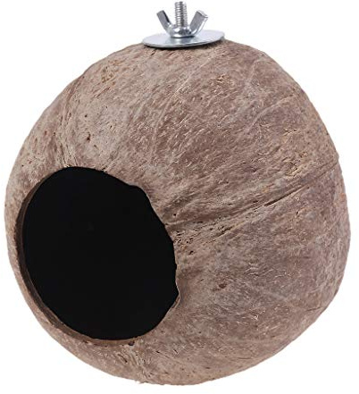 karotot hängande kokosnöt fågelhus naturlig kokosfiber för snäcka fågelbo gömma leksaker för hamsterbur tillbehör leksaker afrikansk grå för små papegojor för stora fåglar Conure ara julset