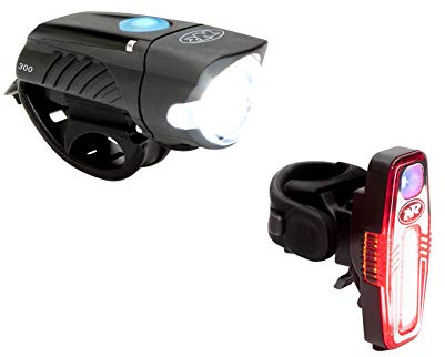 NiteRider Swift 300 Front Bike Light Sabre 110 Rear Bike Light Combo Pack- USB Rechargeable Bicycle Headlight LED Front Light Easy to Install Water Resistant Road Commuting Cycling Safety Flashlight
