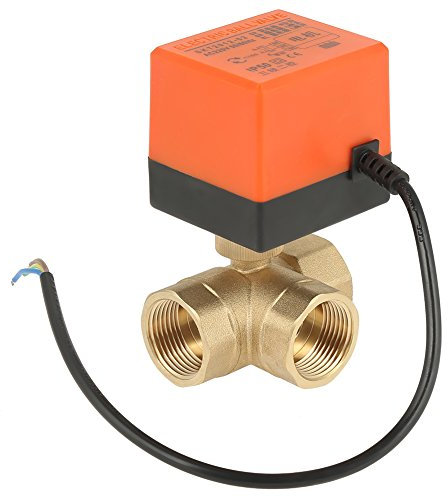 Oumefar Vanne à bille électrique AC 220V G1DN25 Vanne motorisée amovible en laiton Trois lignes Trois commandes Vanne d'eau pour contrôle de débit