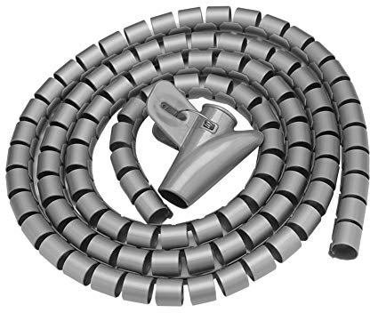 Tube d'enroulement de fil en spirale de 15 mm/30 mm, organisateur de câble manchon de tube enroulé support d'organisateur de fil en spirale gestion de cordon pour PC et TV(Argent 1,5 m * 28 mm)