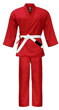 ULTIMATE FIGHT GEAR Light Weight Karate Uniform Gi - Kids Adults Unisex Belt Included (Red, 0)