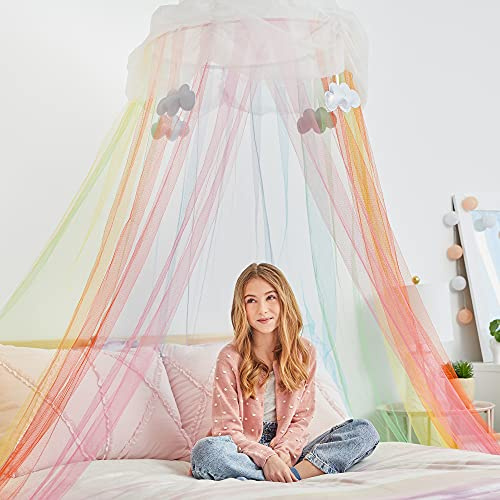 Three Cheers for Girls - Baldacchino luminoso arcobaleno - Baldacchino sospeso per letti, sedie e angoli lettura - 8 di altezza e 24 cm di diametro - Per bambini dai 6 anni in su