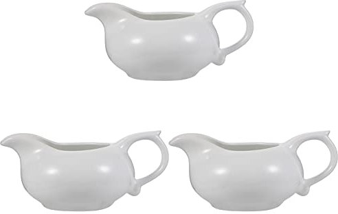 Hemoton 3pcs Mini Ceramic Creamer with Handle Gravy Boat Milk Creamer Jug Pitcher Sauce Jug with Pouring Spouts Sauce Cup for Kitchen