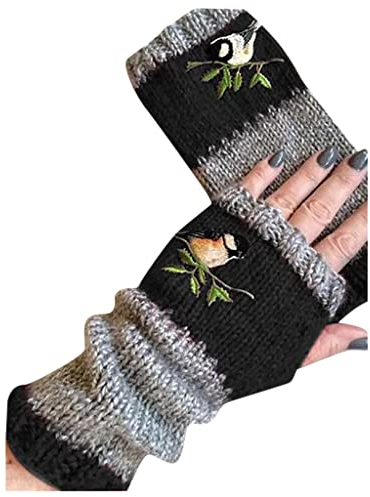 Strickhandschuhe Damen Armwärmer Stulpen für Damen Fingerlose Handschuhe Winter Warm Länge Ärmel für Handgelenk mit Daumenloch Fingerlose Handschuhe