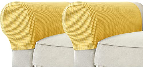 HOPKEY Armrest Cover, Furniture Protector,Stretch Couch Arm Covers,Set of 2