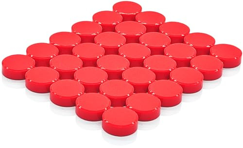PYJLBX Calamite Frigorifero, Magneti Colorati Rotondi, 30 Pezzi, per Frigo, Lavagna, Bacheca, Cucina (Rosso)