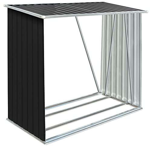 Tidyard Capanno,Casetta,Porta Legna,da Giardino,Esterno,in Acciaio Zincato,Antracite,163x83x154 cm,Legnaia da Giardino,Esterno,in Acciaio,Metallo,Portalegna da Giardino in Acciaio