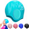 YOUYIKE Badekappe Gehörschutz 3D, Badehaube, Badekappe Damen Herren Mädchen Jungen, Schwimmmütze Damen Wasserdicht, Schwimmhaube für Kurze und Lange Haare(Blau)