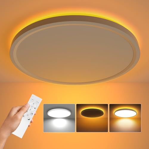 Aphyni Lámpara de techo LED,24W Ø30cm,3000K-6500K,con regulación remota,control inteligente mediante aplicación,adecuada para cocina,oficina,dormitorio,balcón