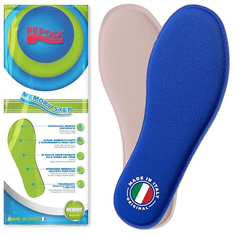 REPOSA Memory Step - Solette Scarpe Uomo e Donna con Tecnologia Memory Certificata, Solette in Memory Foam per Sollievo Immediato e Postura Corretta - Suole Scarpe Traspiranti ad Azione Ammortizzante