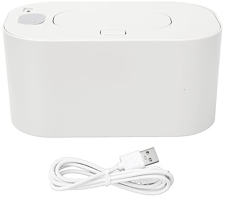 Caja dispensadora portátil de toallitas húmedas para bebé, calentador de toallitas húmedas de temperatura constante (BLANCO)