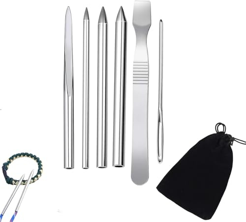 6 Pezzi Ago Paracord Acciaio Inox Aghi di Paracord Set di Cuciture in Paracord per Braccialetti fai da te Paracord e Intreccio in Pelle