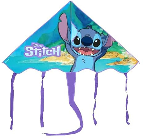 Aquilone Stitch per Bambini - 100x56 cm, Facile da Far Volare, Leggero e Resistente, Design Divertente con Personaggio Cartoon, Giocattolo Estivo per Mare, Parco e Giardino