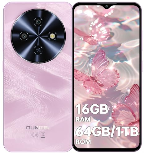 OUKITEL C5 Smartphone 2025-16GB+64GB/1TB Telefono Cellulare, 6.52 HD Cellulare, 5000mAh Telefoni, 13MP+5MP Cellulari e Smartphone Android 14, 4G Dual SIM/Face ID/GPS/OTG, Rosa