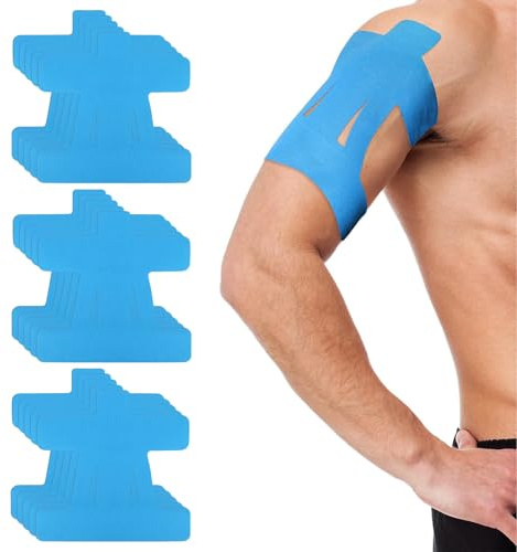 15 Pièces Tape Kinesiologie Épaules Prédécoupées, Bande Kinesiologie Prédécoupée Épaule, Tape Élastiques et Imperméables Bande pour le Sport et la Relaxation(bleu)
