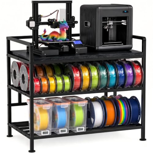 Fitpoint Meuble Imprimante 3D avec Rangement de Filaments (80x55cm) | Table d'Imprimante 3D Stable Sans Oscillation, Capacité 60 Bobines, Structure Renforcée en I avec Pieds Anti-Vibrations