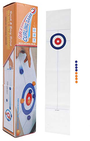 Hapivida Jeu de Curling de Table Pliable, Jeu Portatif pour Enfants et Adultes, Idéal pour Les Fêtes en Famille ou Entre Amis, Améliore la Coordination et la Stratégie