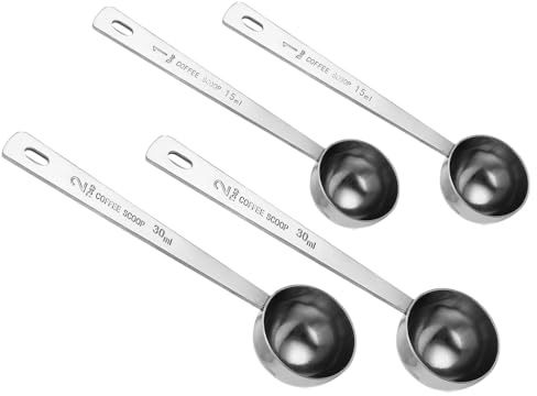 Abiyou 4 Pezzi Cucchiaio Dosatore per Caffe, 15/30ML Porzionatore da Caffè con Manico Lungo, Misurini da Caffè, per Caffè, Latte, Frutta in Polvere