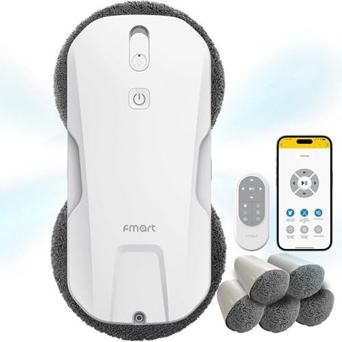 Fmart T11 fönsterputsrobot med sprayfunktion, automatiskt fyrvägssprutsystem med trippelsäkerhetssystem, för alla släta ytor, intelligent navigering, fjärrkontroll