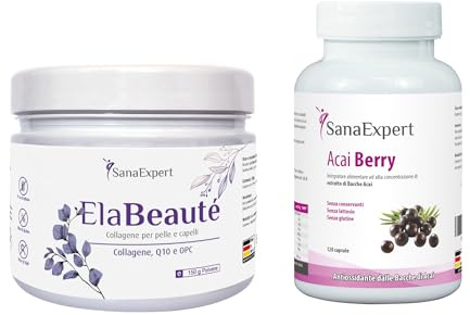 Pack SanaExpert Colágeno y Antioxidantes ElaBeauté + Acai Berry | Colágeno Verisol® y Açaí | Fabricado en Alemania